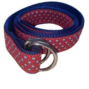 Nylon D Ring Boys Belt 28” Red White and Blue  with Stars